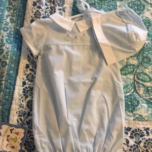 Smocked gown with sailboats